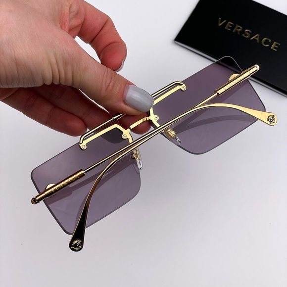 Versace VE2245 10028H Sunglasses Gold Violet Rectangle Unisex - Picture 2 of 10